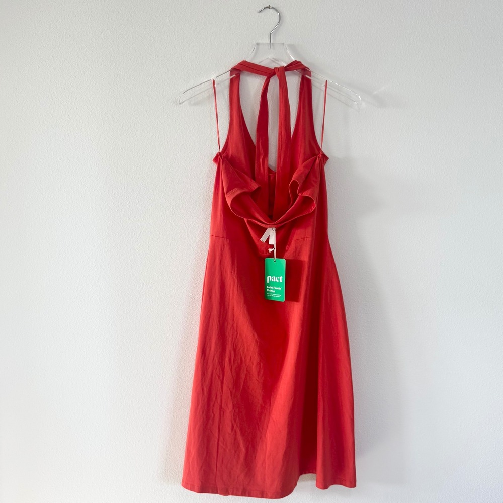 Pact | Organic Cotton Red Halter Midi Dress - Picture 3 of 3